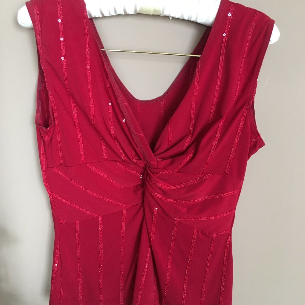Red sleeveless evening top